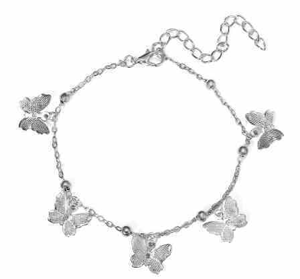 1 Dozen Silver Butterfly Anklet