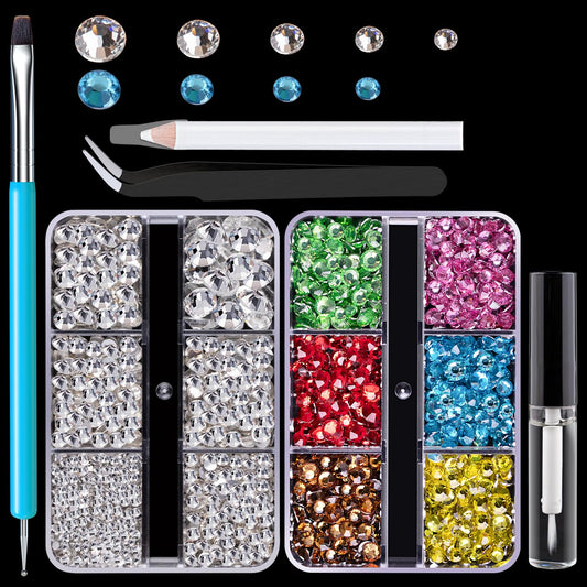 Colorful Face Gems Kit with Makeup Glue, Dot-Brush Pen, Pickup Pencil, Tweezers